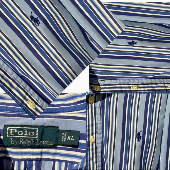 Vintage XL Polo Ralph Lauren long sleeve button down TONE /TONE PURPLE HUES EUC - Picture 3 of 6